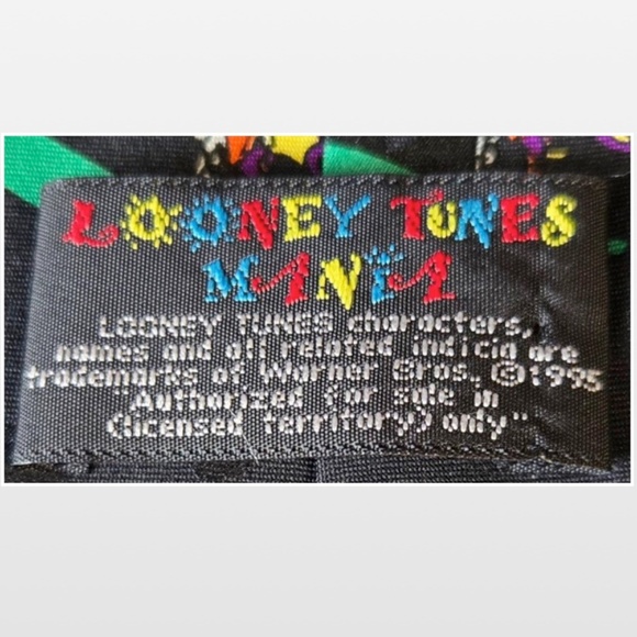 Vintage 90s Looney Tunes Tie Mens Black Sports Football VTG - Picture 12 of 13